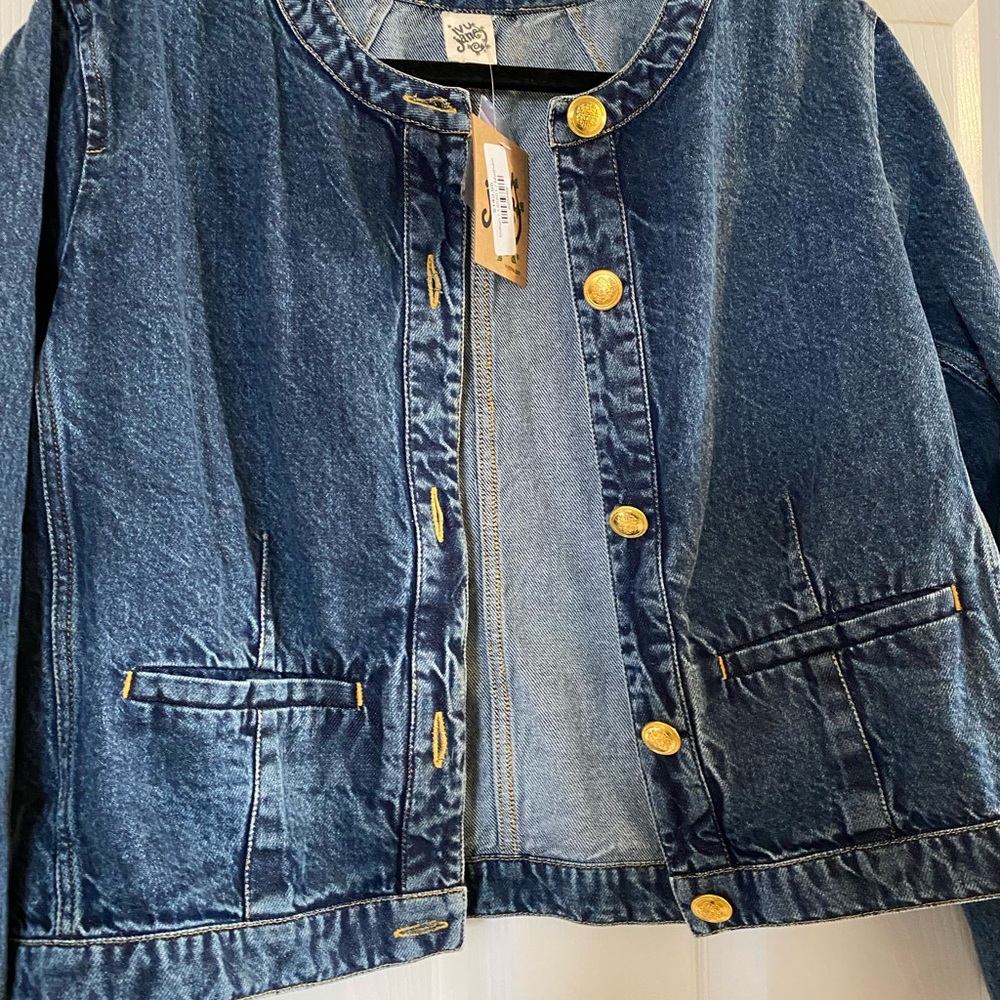 Stylish Denim Jacket with Gold Buttons by Ivy Jane